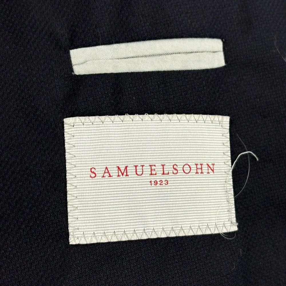 Samuelsohn Blazer Mens 54R Black 100% Wool Guabello Two Button Notch Lapel Italy